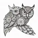 owl octopus flowers  tattoo design idea