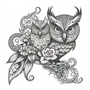 owl octopus flowers  tattoo design idea