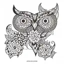 owl octopus flowers  tattoo design idea