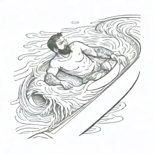 a guy in a tube on a lazy river flowing tattoo design idea