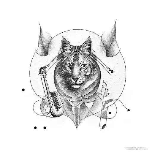 A music-inspired tattoo featuring a symphony of animal silhouettes in blackwork style tattoo design idea