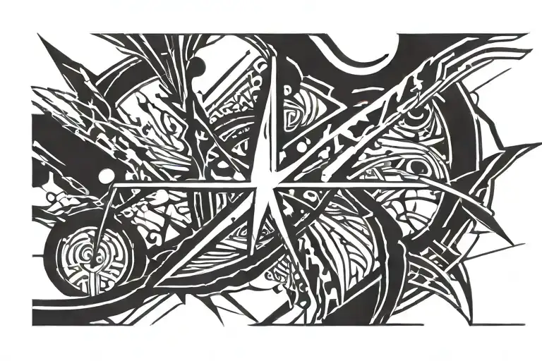 lines and thunder lightning tattoo design idea