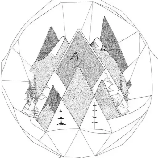 Climbing gear and mountains tattoo design idea