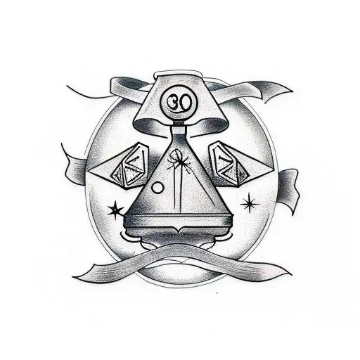 an hourglass and a pair of dice tattoo design idea
