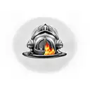 Firefighter helmet engulfed in flames tattoo design idea