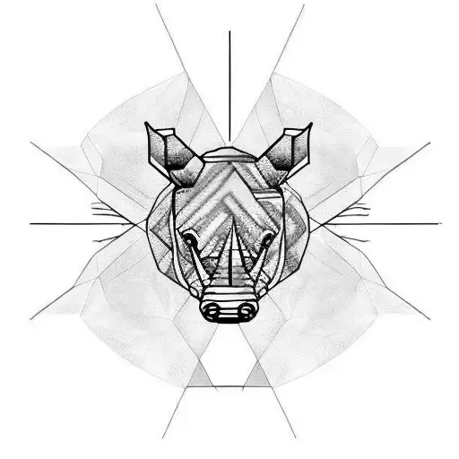 Combine a rhinoceros silhouette with a pattern of geometric shapes and numbers for a unique tattoo design tattoo design idea