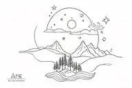 nature star moon ocean mountain  tattoo design idea