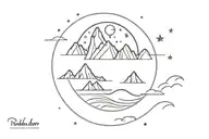nature star moon ocean mountain  tattoo design idea