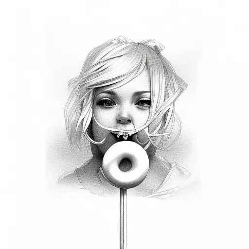 lollipop on mouth sexy tattoo design idea