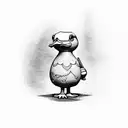 rubber duck holding a knife tattoo design idea