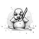 rubber duck holding a knife tattoo design idea