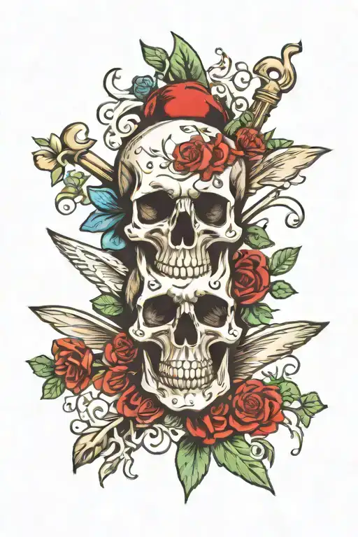 Skull and bones tattoo design idea