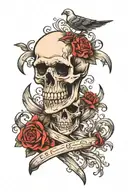Skull and bones tattoo design idea