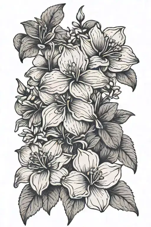 flowers with lilac flower background tattoo design idea