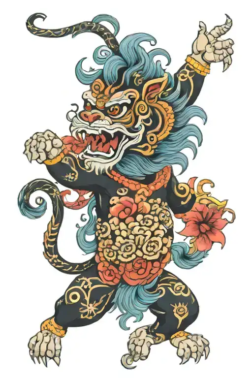 3 alebrijes 1 lion 1 gorilla 1 monkey tattoo design idea