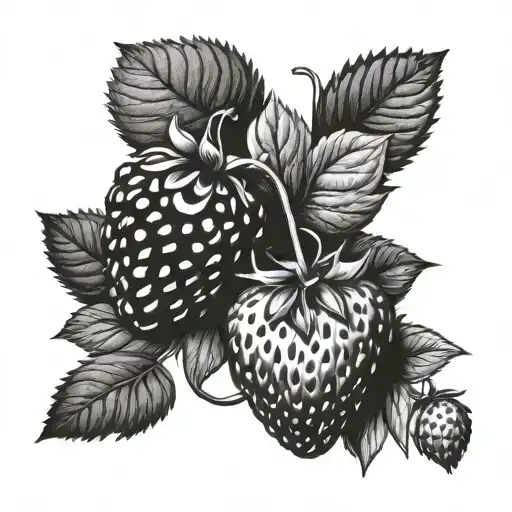strawberries and blackberries tattoo design idea