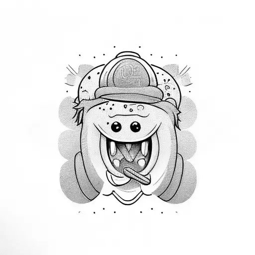 dude eating hot dog tattoo design idea