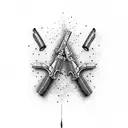 A pair of crossed pistols with a banner that says 'Never Retreat, Never Surrender' tattoo design idea