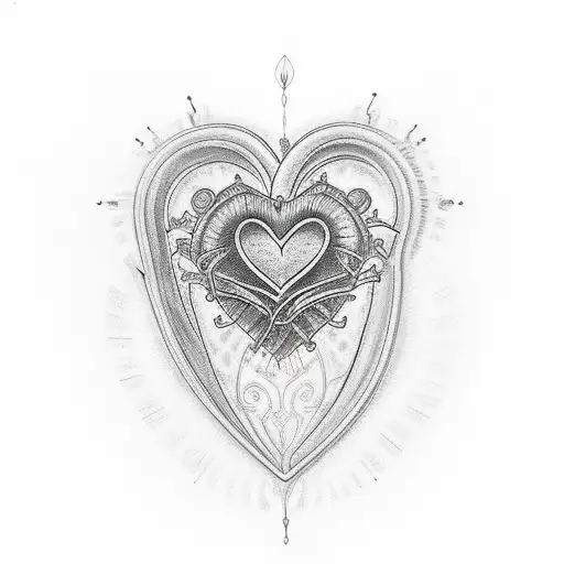 glass heart tattoo design idea