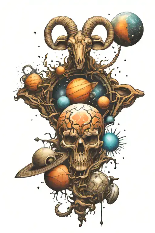 Aries stars, scorpio stars, Mars planet, Pluto planet tattoo design idea