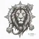lion clock face tattoo design idea