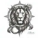 lion clock face tattoo design idea
