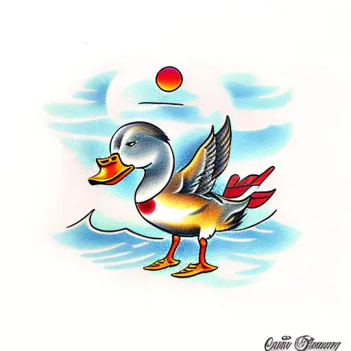 duck and goose tattoo design idea