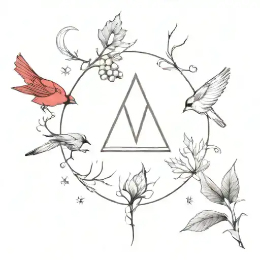 Seasons of the year tattoo with four cardinal points. For autumn put the letter "V", for winter put the letter "P" tattoo design idea