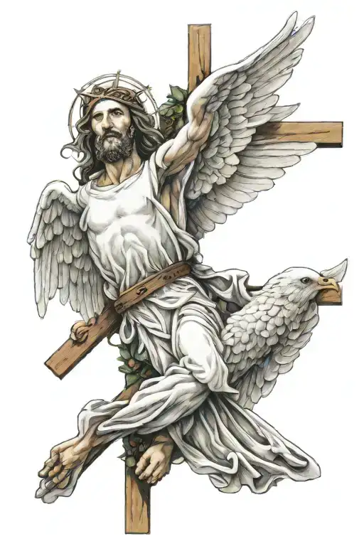 jesus dove angels cross tattoo tattoo design idea