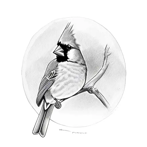 red cardinal in a sunset tattoo design idea