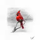 red cardinal in a sunset tattoo design idea