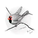 red cardinal in a sunset tattoo design idea