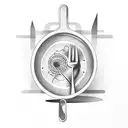 fork that is stuck in a ravioli  tattoo design idea