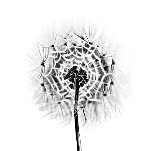 Dandelion flowing in the wind tattoo design idea