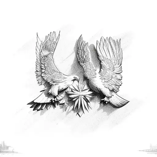 eagle and dove facing away tattoo design idea
