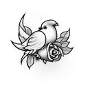 doves holding a rose tattoo design idea