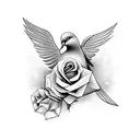 doves holding a rose tattoo design idea