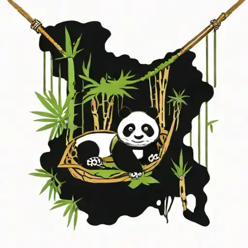 landscape strip japanese bamboo forest panda hammock easy does it tattoo design idea
