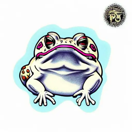 toad with psy mushrooms tattoo design idea