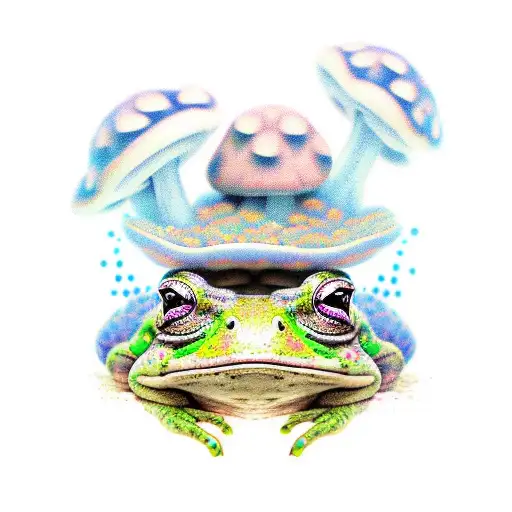 toad with psy mushrooms tattoo design idea