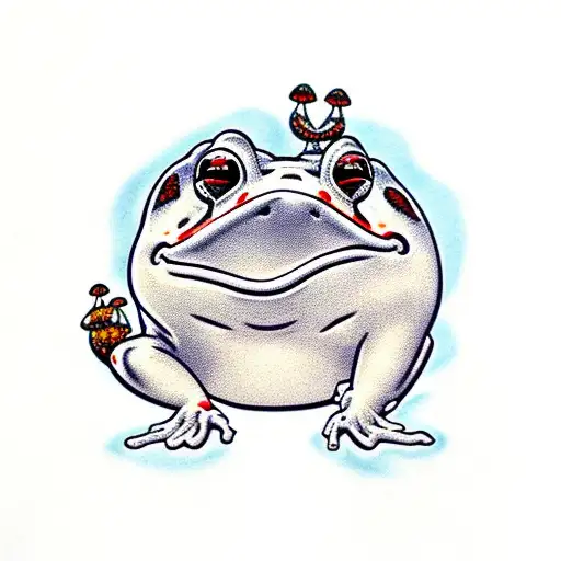 toad with psy mushrooms tattoo design idea