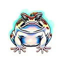 toad with psy mushrooms tattoo design idea