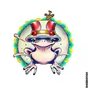 toad with psy mushrooms tattoo design idea