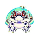toad with psy mushrooms tattoo design idea
