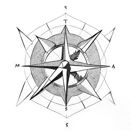 paper plane + compass + wizard + arrow tattoo design idea
