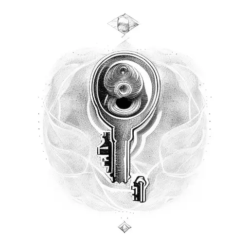 old key tattoo design idea