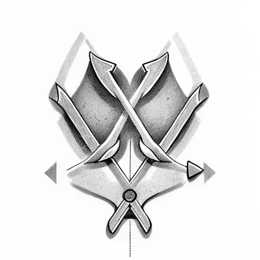 2 Arrows in a bow tattoo design idea