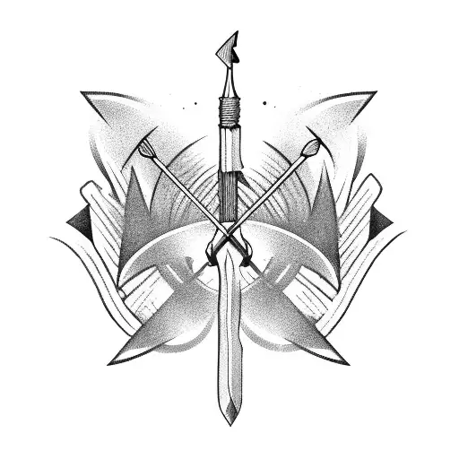 bow with 2 arrows tattoo design idea