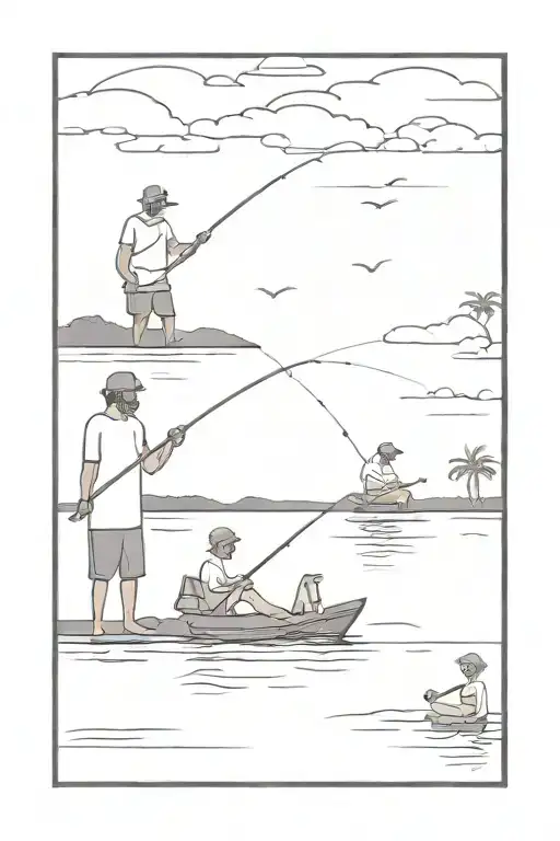 me, my cousin and uncle fishing in goa india tattoo design idea