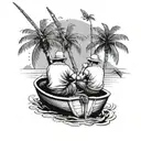 me-and-my-uncle-on-a-boat-fishing-no face palm trees  tattoo design idea